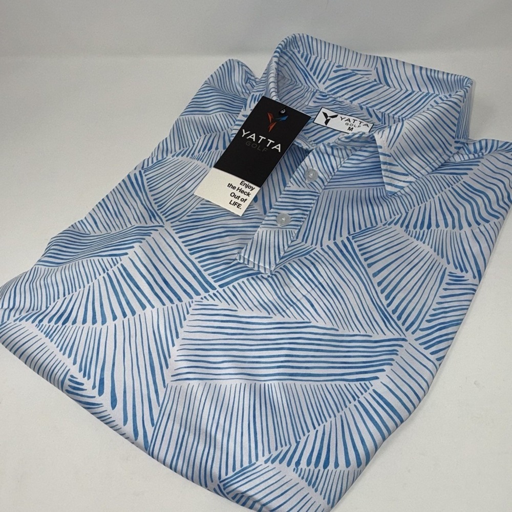 NWT Yatta Golf Polo Shirt Men's Short Sleeve Medium Blue/White